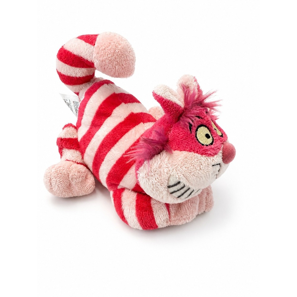 Disney Store Cheshire Cat Plush Alice in Wonderland Pink Striped Grinning Cat